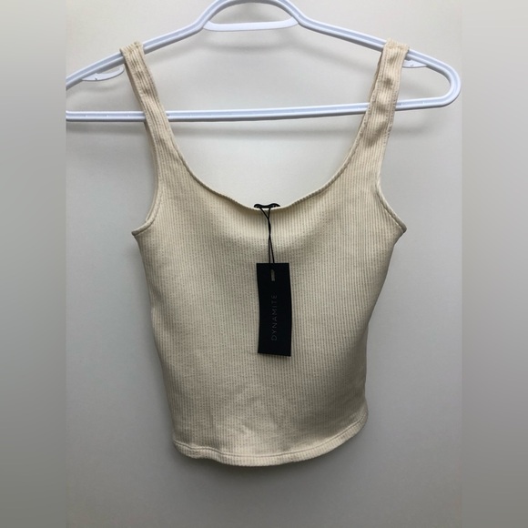 BNWT Dynamite Cream Ribbed Tank Top - Picture 2 of 2